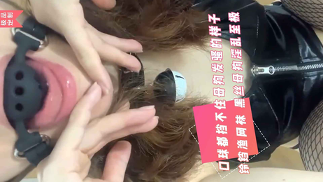 半月调教成狗，口塞流涎，网格黑丝开档展示下贱姿态
